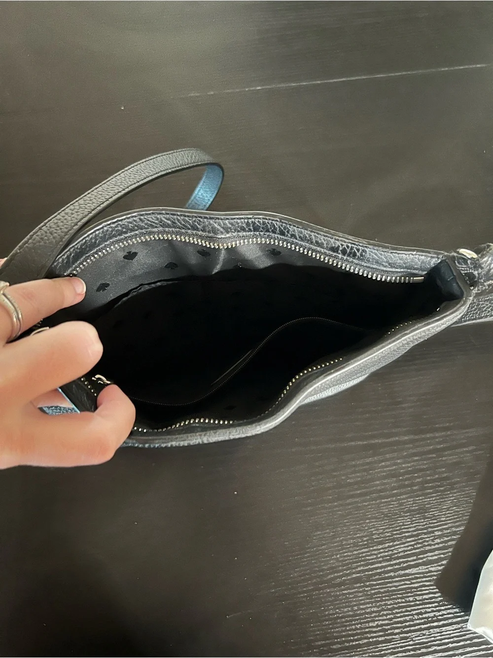 kate spade Black Pebbled Leather Messenger Crossbody